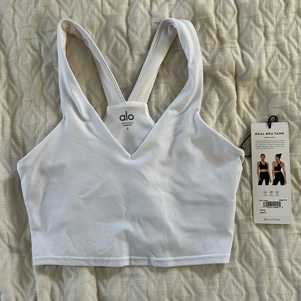 Alo Yoga “real bra tank” size small in white